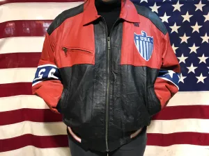 Michael Hoban WHERE MI 90’s Vintage Leather USA Flag Jacket
