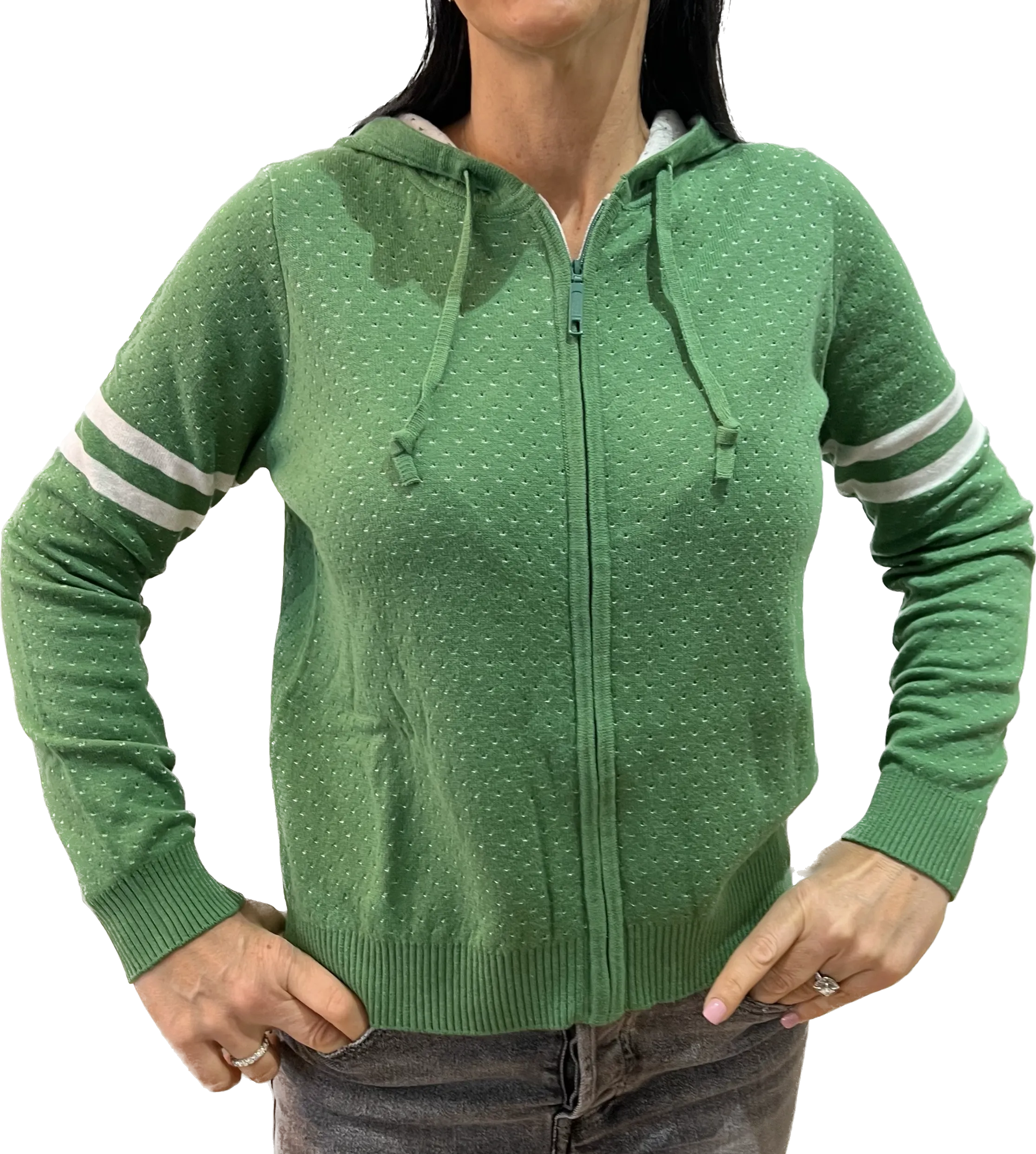 Minnie Rose Two Tone Mesh Zip Hoodie
