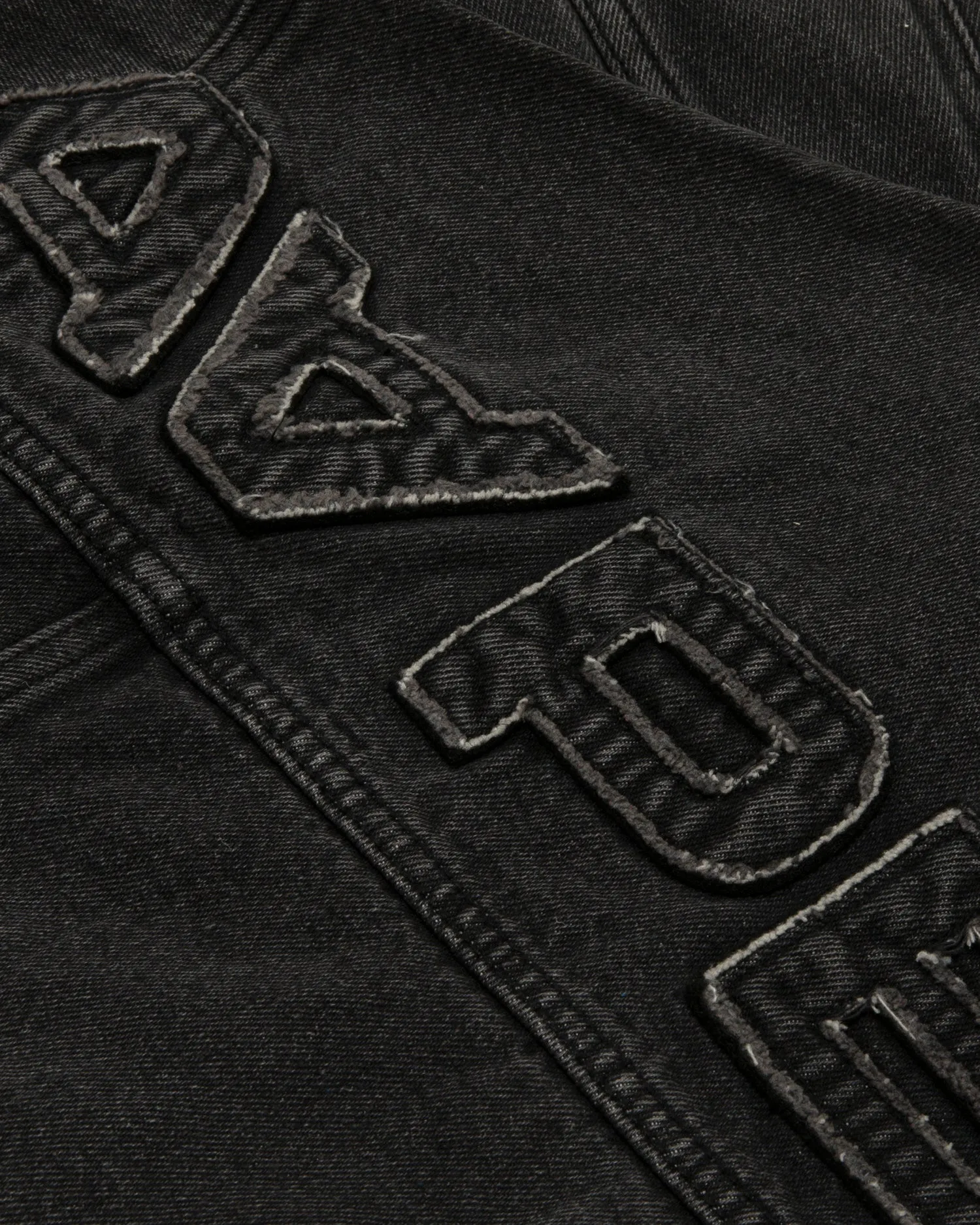 Moonface logo hooded denim jacket