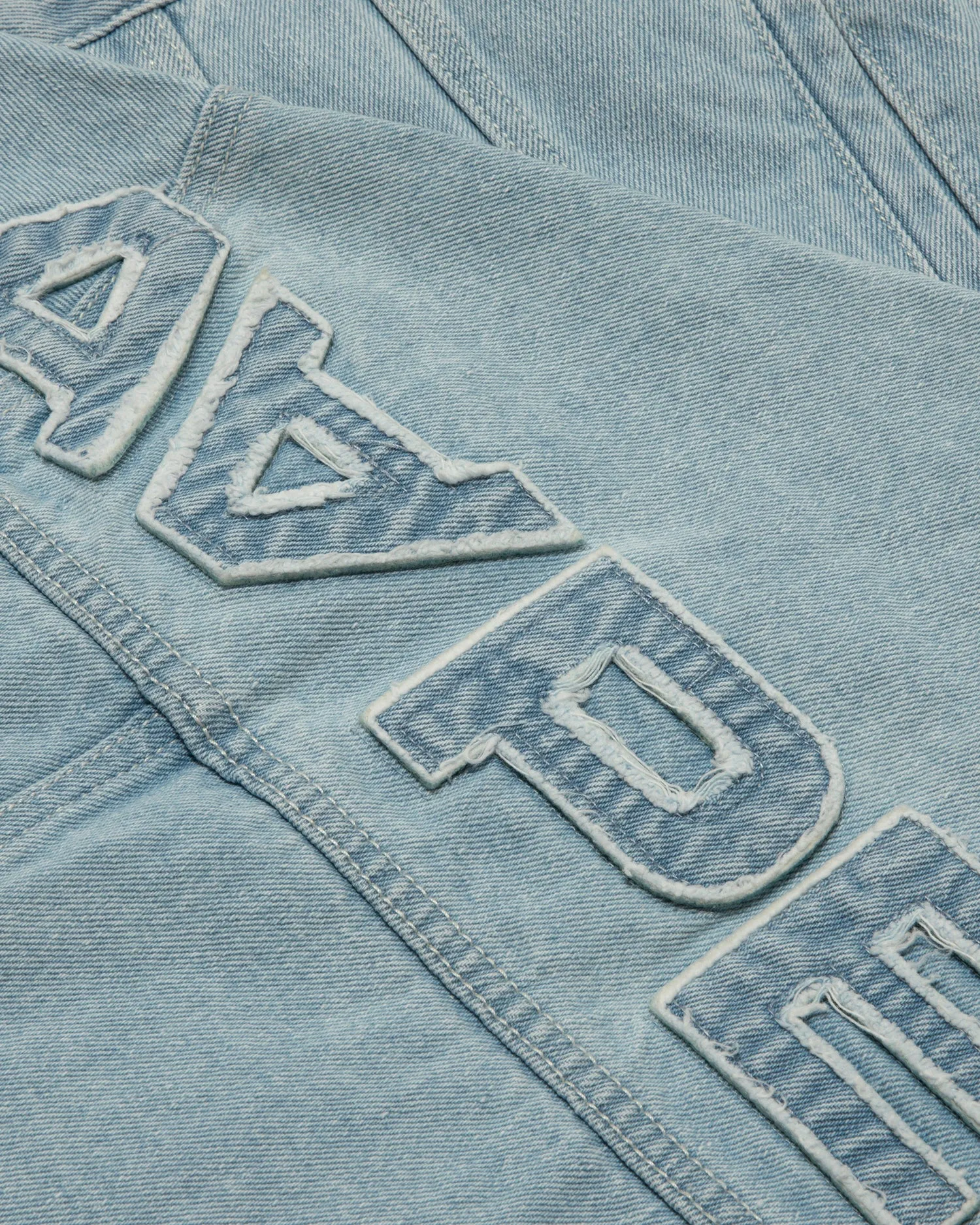 Moonface logo hooded denim jacket
