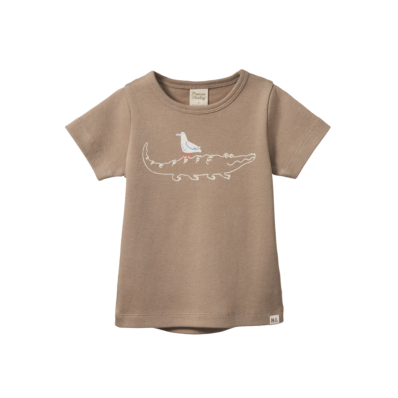 NATURE BABY RIVER TEE CURIOUS CROCODILE PRINT