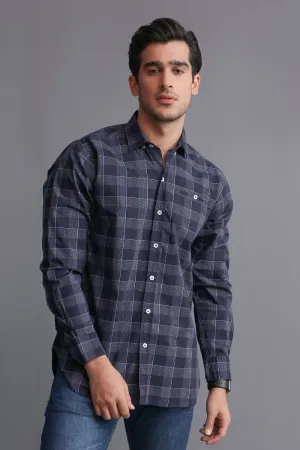 NAVY MADRAS CHECK SHIRT