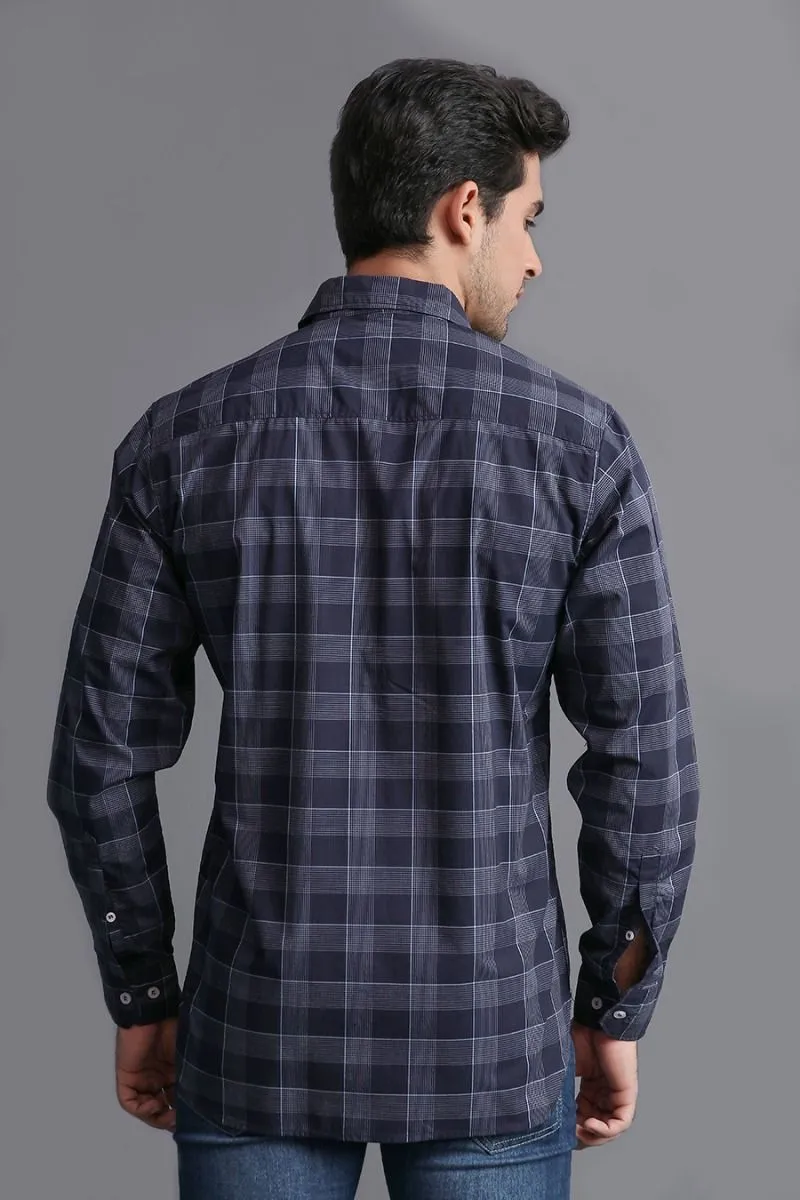 NAVY MADRAS CHECK SHIRT