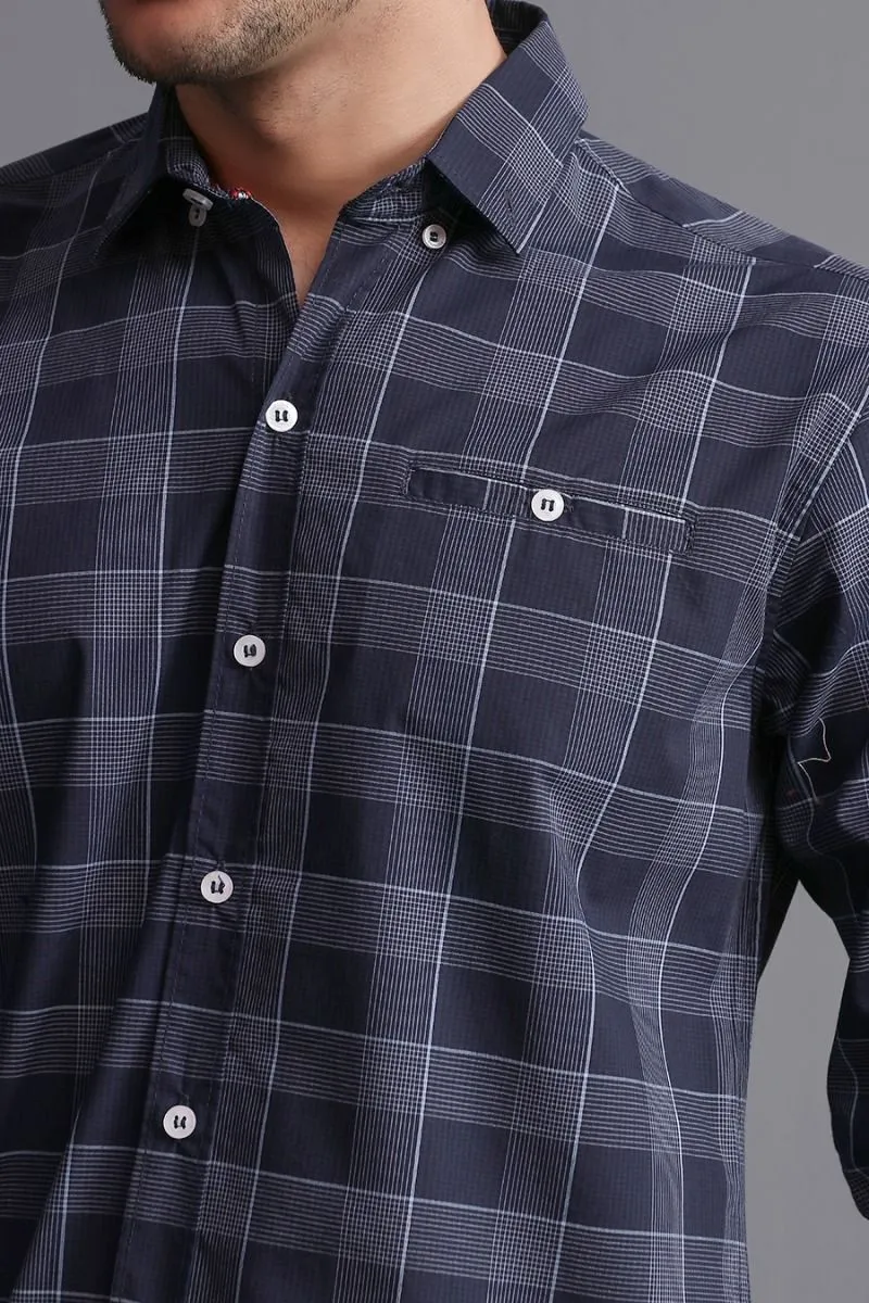 NAVY MADRAS CHECK SHIRT