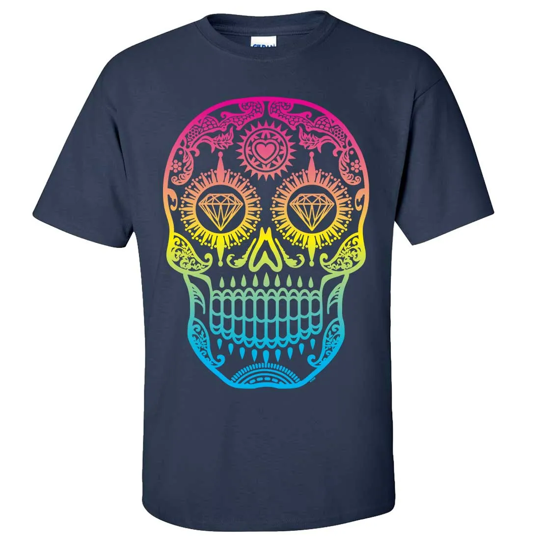 Neon Diamond Eyes Smiling Sugar Skull Asst Colors T-shirt/tee