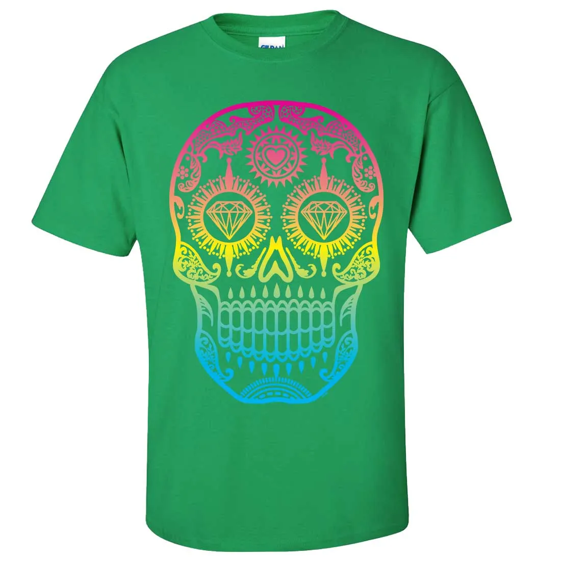 Neon Diamond Eyes Smiling Sugar Skull Asst Colors T-shirt/tee