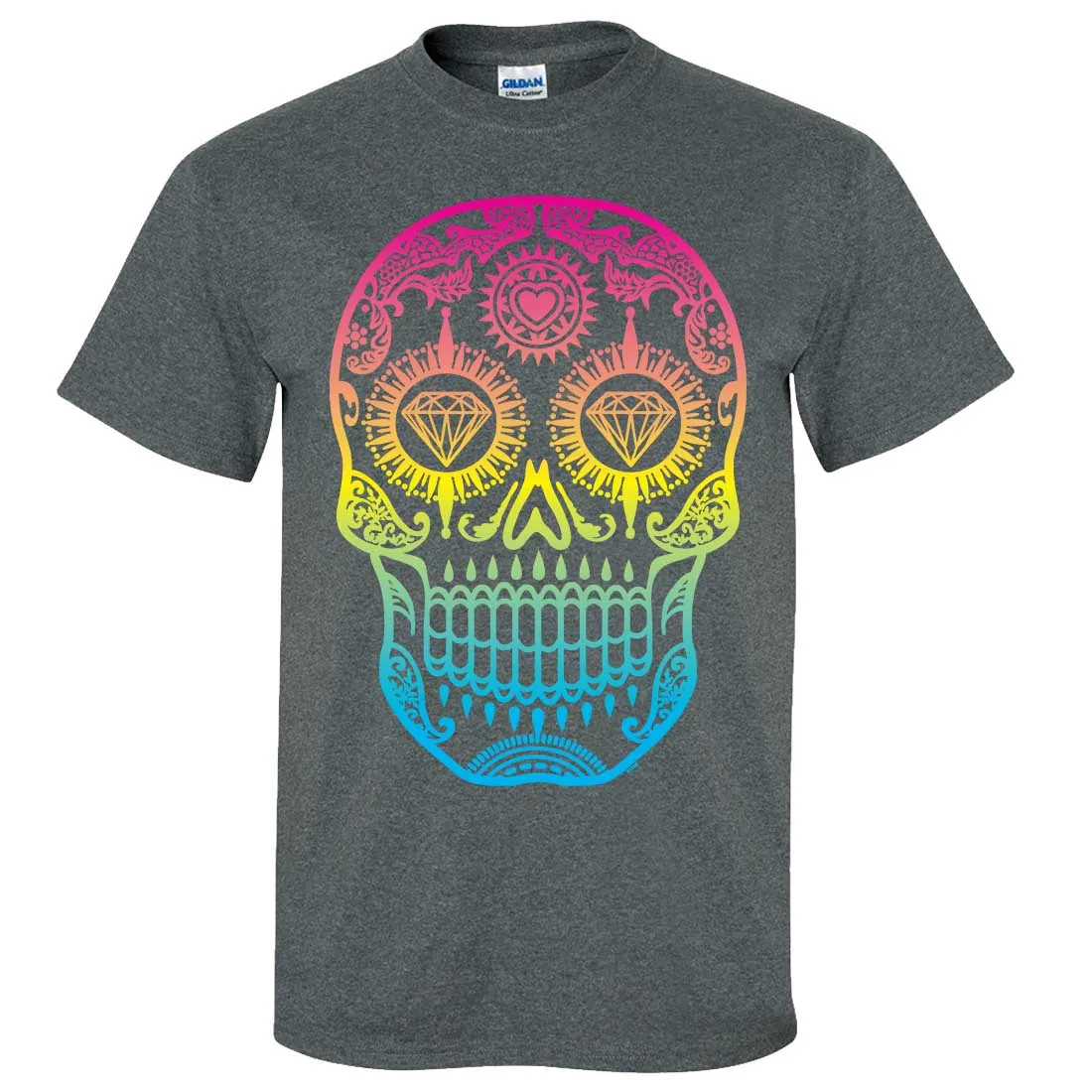 Neon Diamond Eyes Smiling Sugar Skull Asst Colors T-shirt/tee