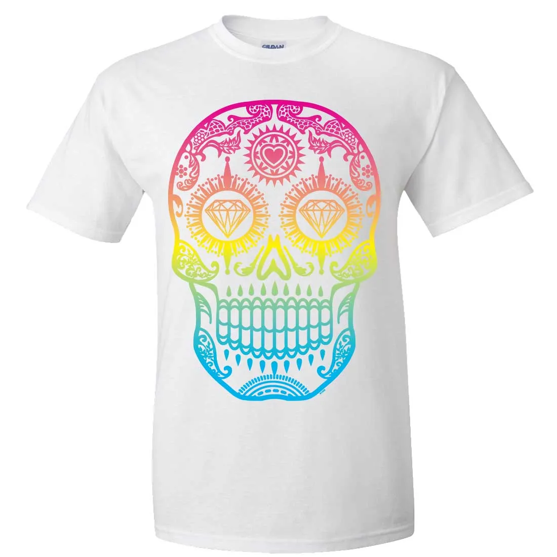 Neon Diamond Eyes Smiling Sugar Skull Asst Colors T-shirt/tee