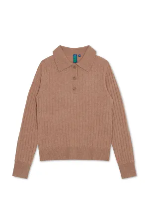 NONAME LONG SLEEVE RIBBED POLO