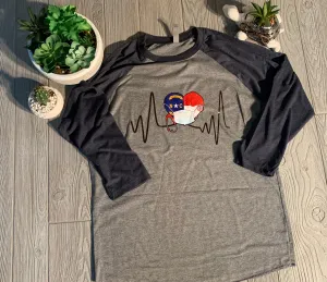 North Carolina - NC Flag Health Care Worker Heartbeat Shirt or Raglan