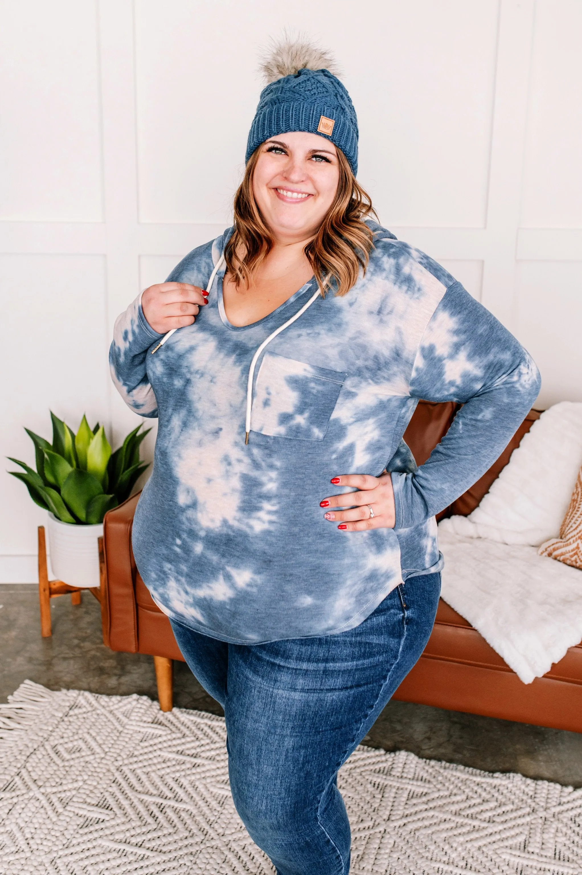 Nowhere To Hide Tie Dye Top in Vintage Blue
