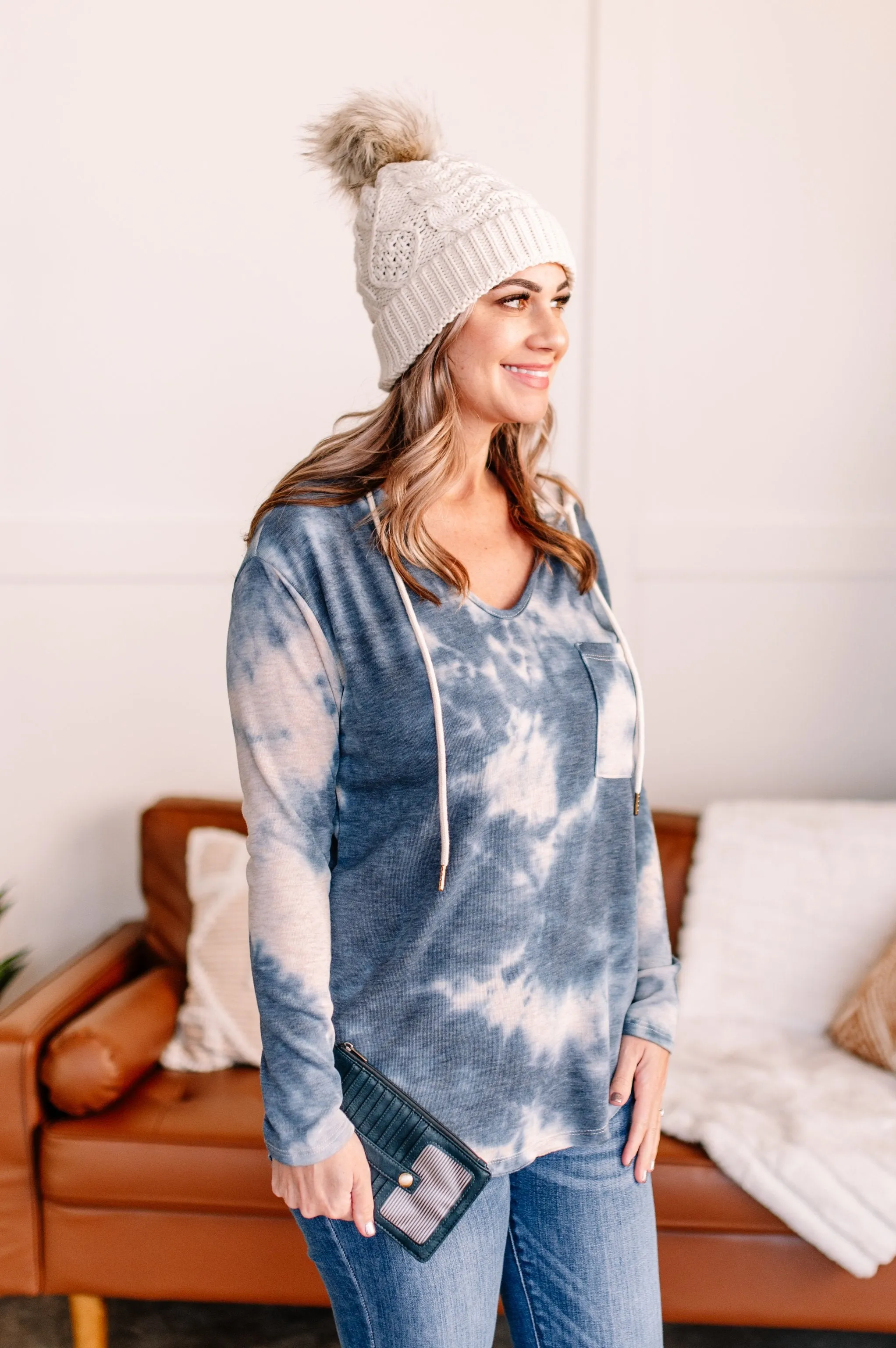 Nowhere To Hide Tie Dye Top in Vintage Blue