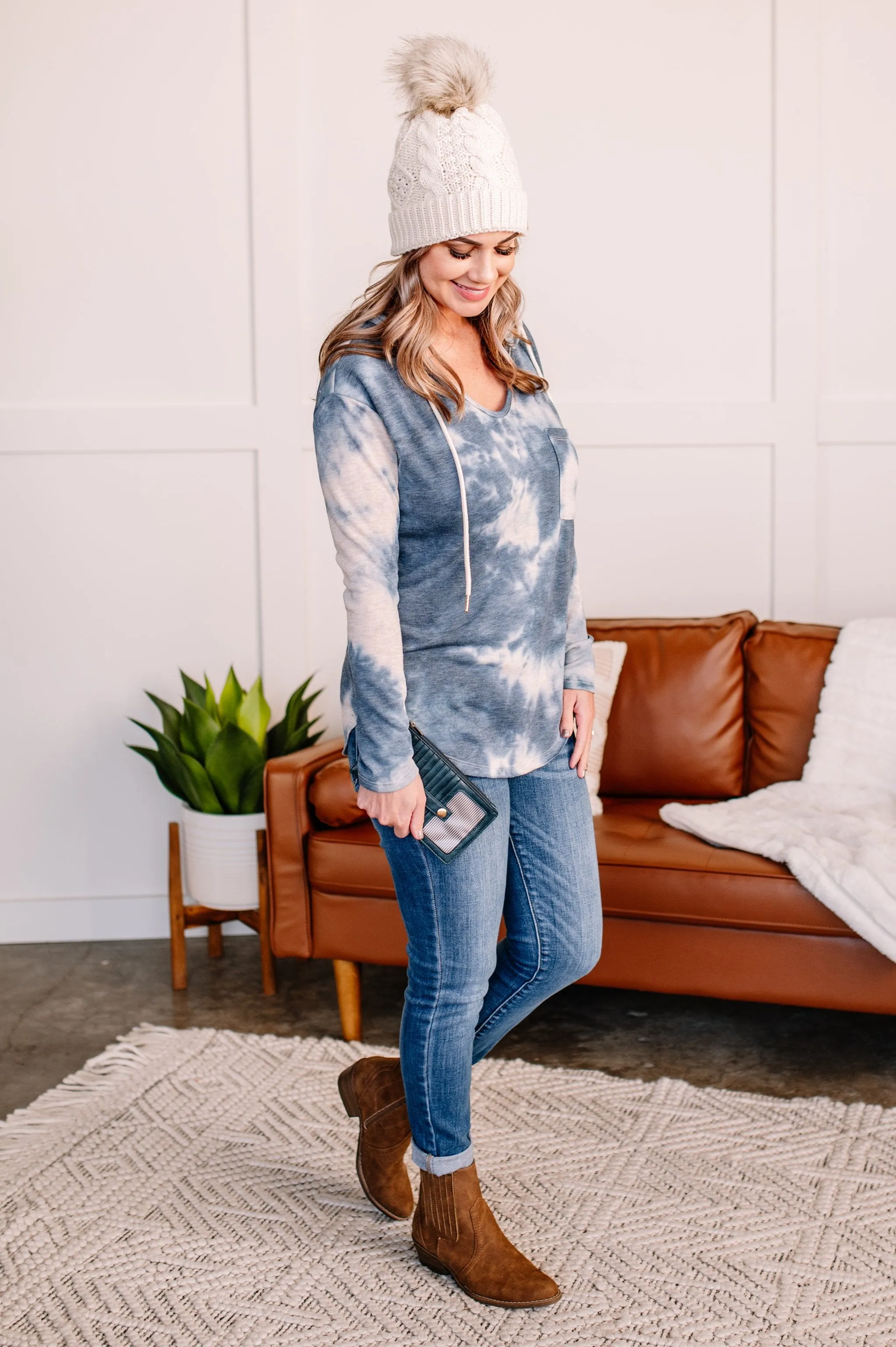 Nowhere To Hide Tie Dye Top in Vintage Blue