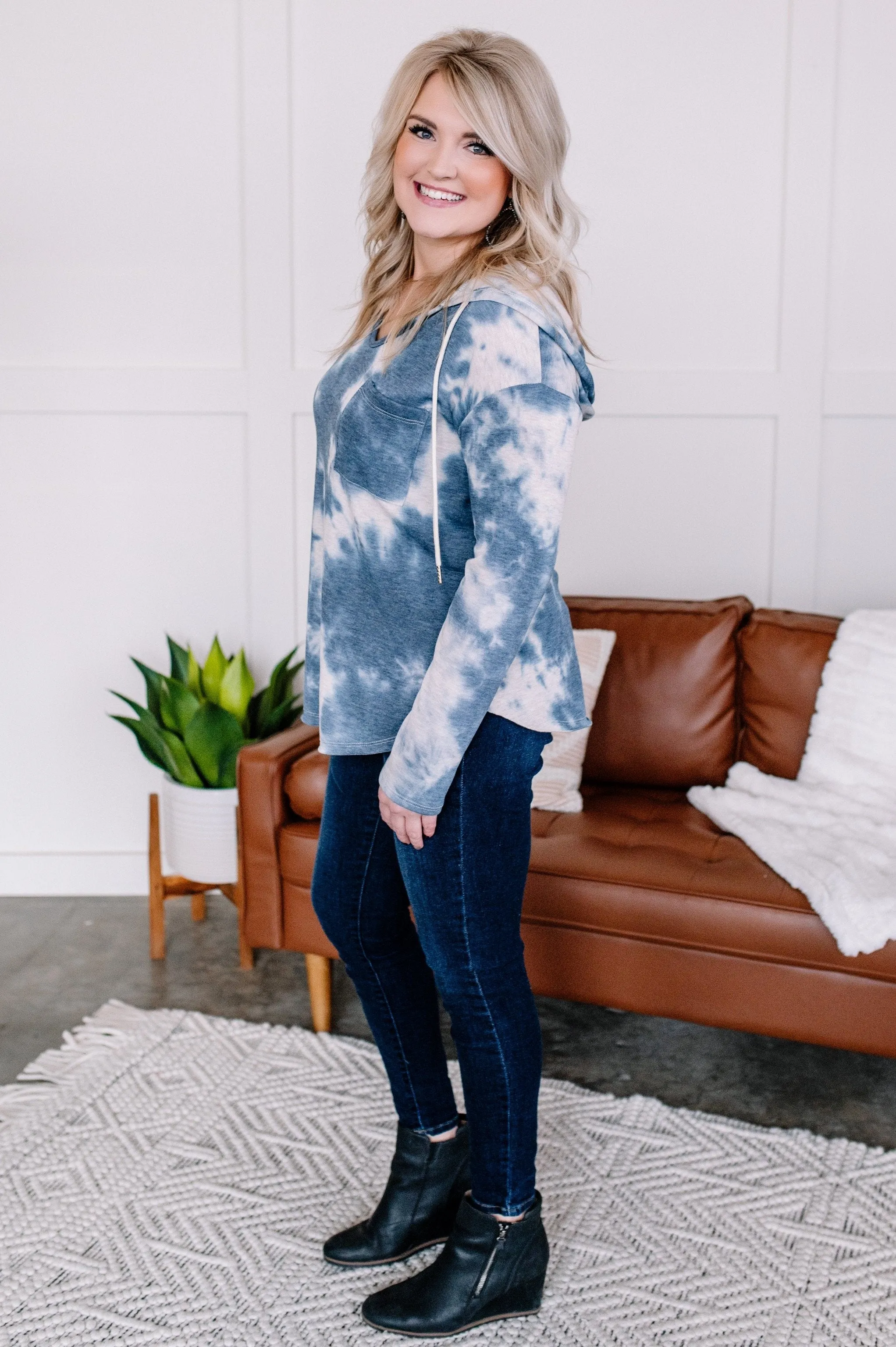 Nowhere To Hide Tie Dye Top in Vintage Blue