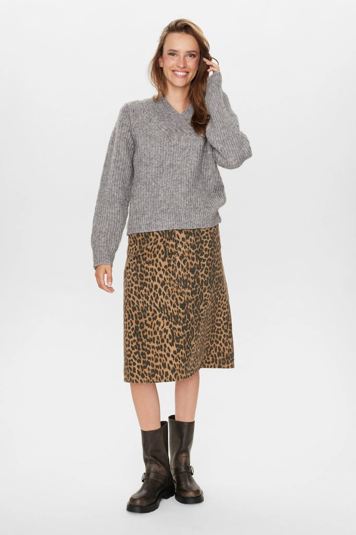 NUZINDI V-NECK PULLOVER - Storm Front Melange