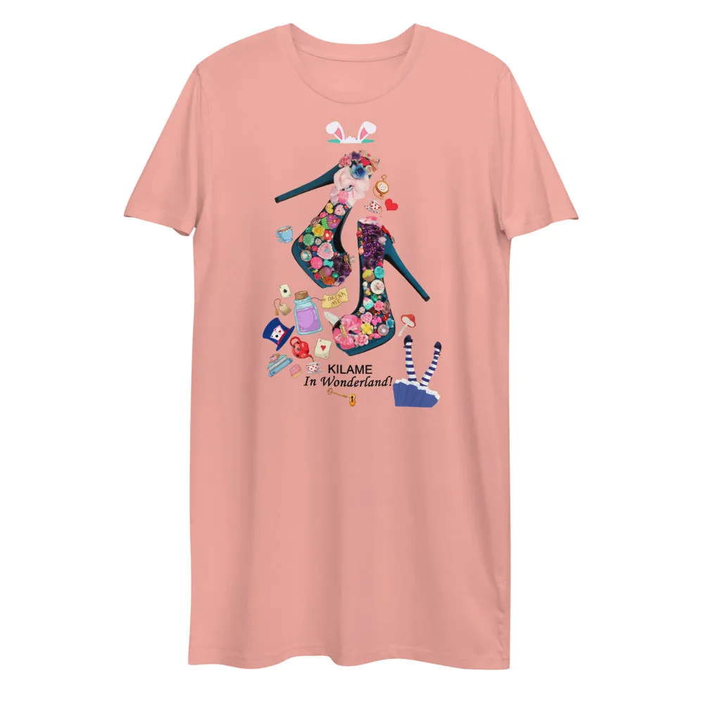 Organic cotton t-shirt dress 'Alice in wonderland'