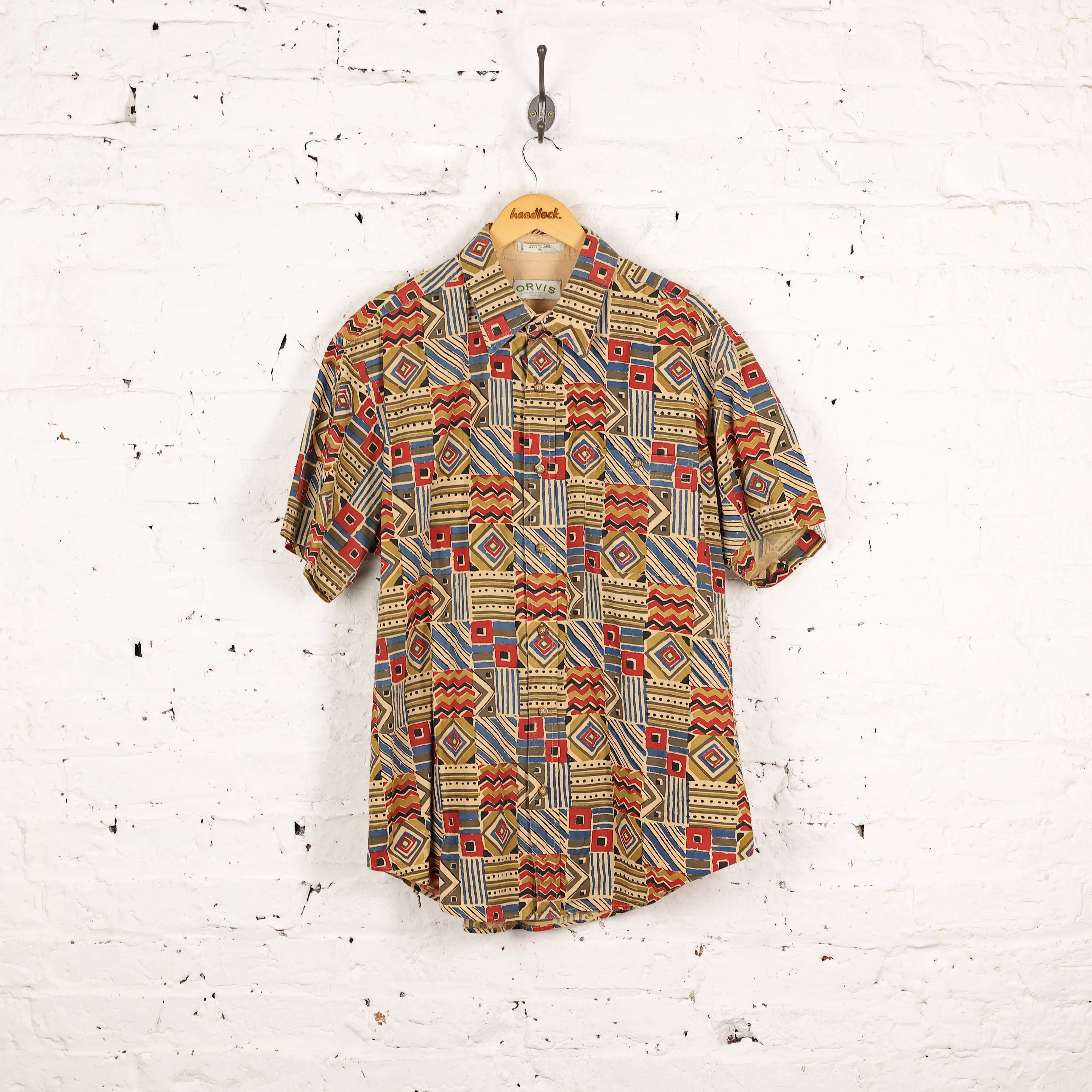 Orvis 90s Pattern Shirt Sleeve Shirt - Brown - XL