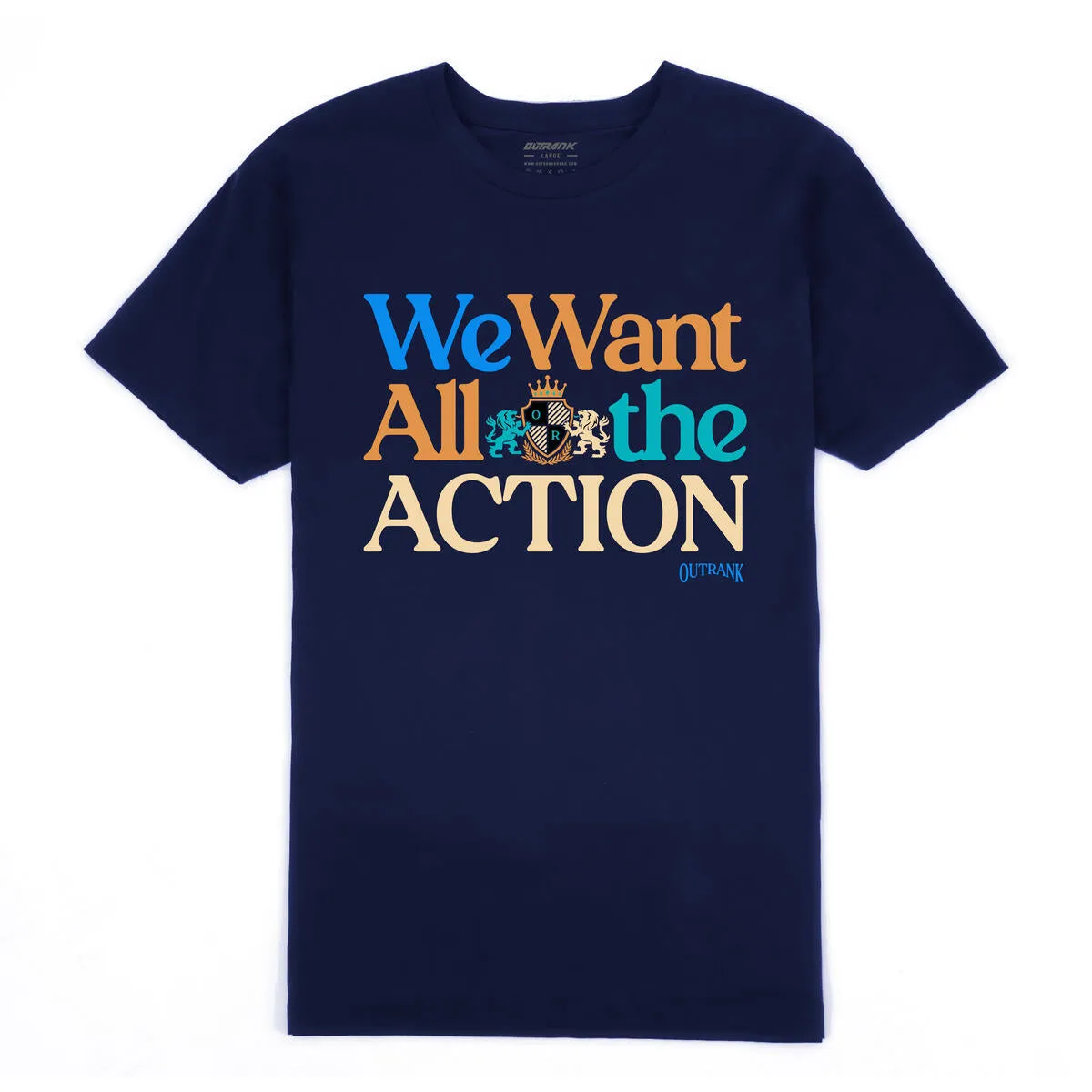 Outrank All the Action Navy Tee