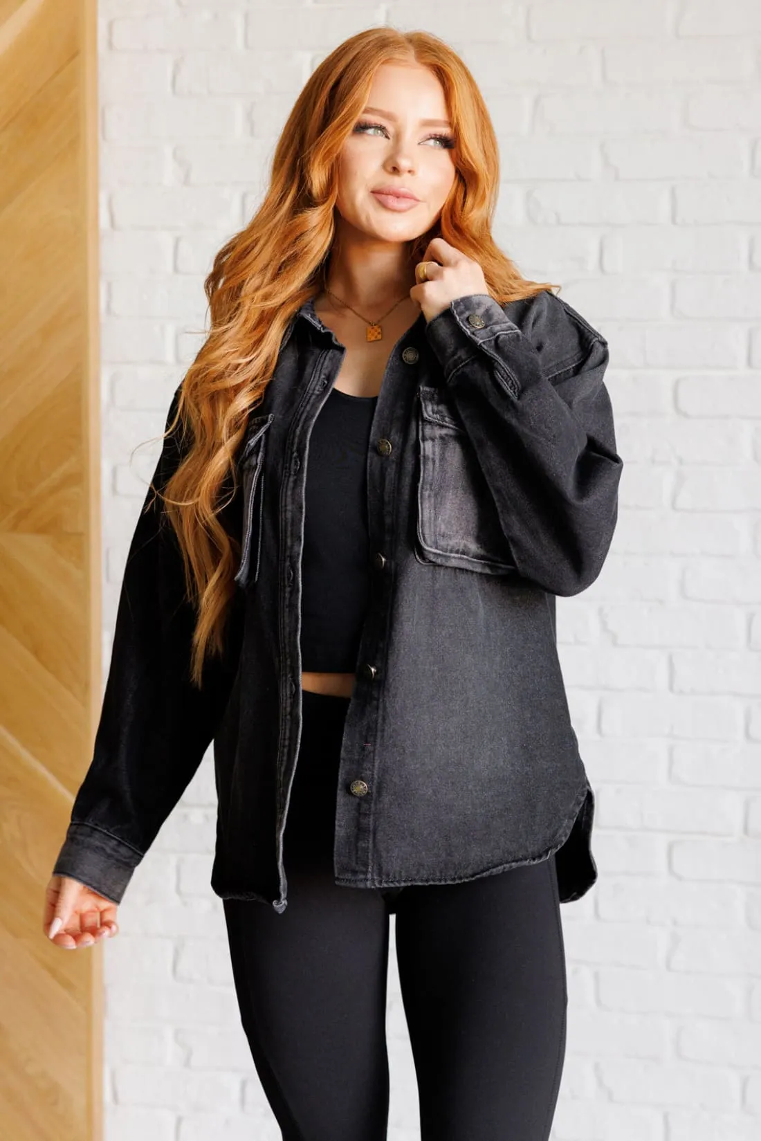 Oversized Black Denim Shacket