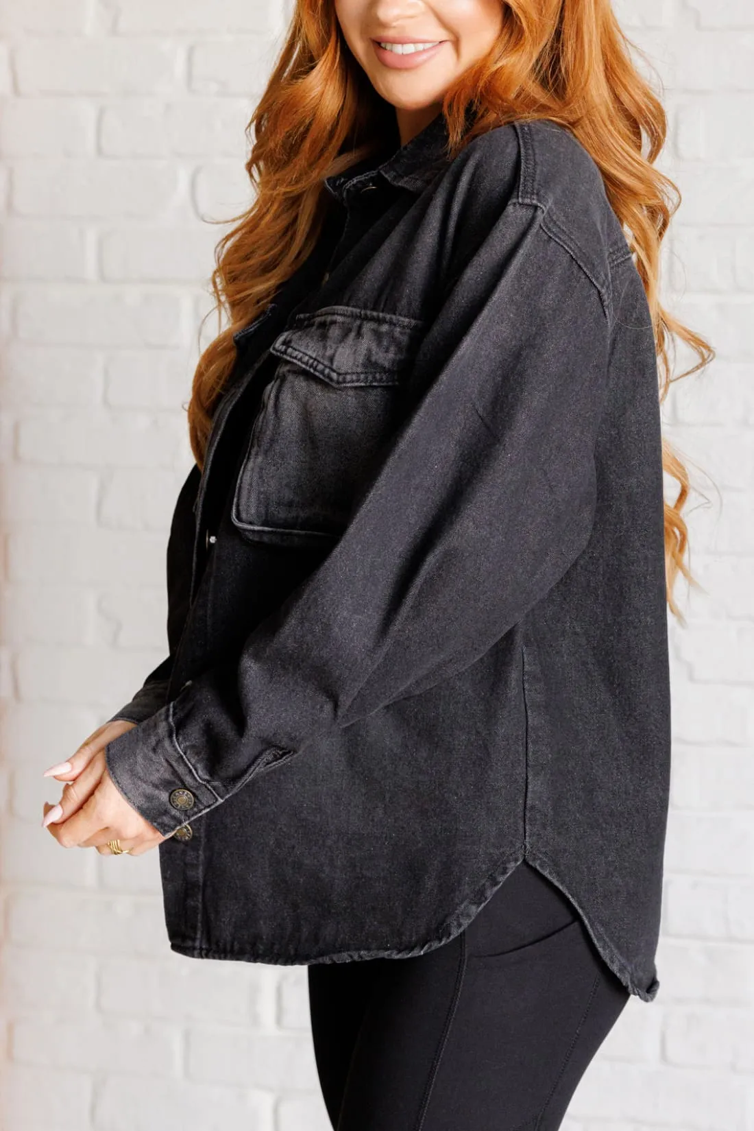 Oversized Black Denim Shacket