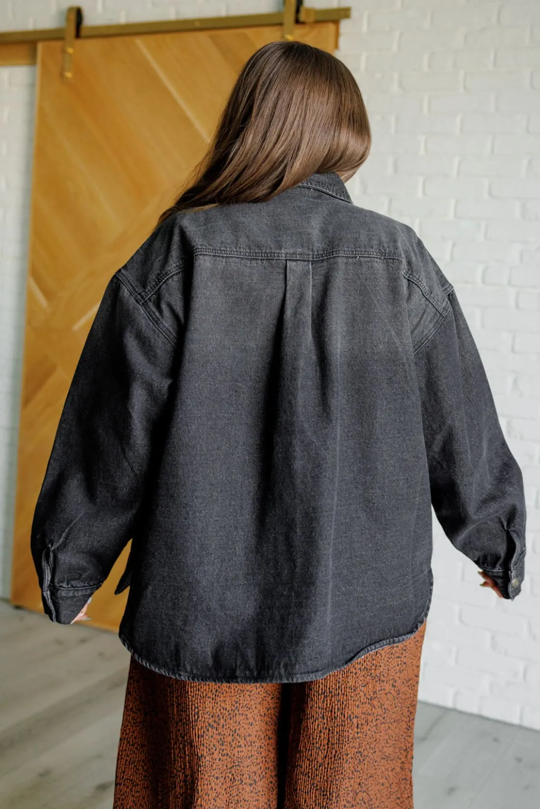 Oversized Black Denim Shacket