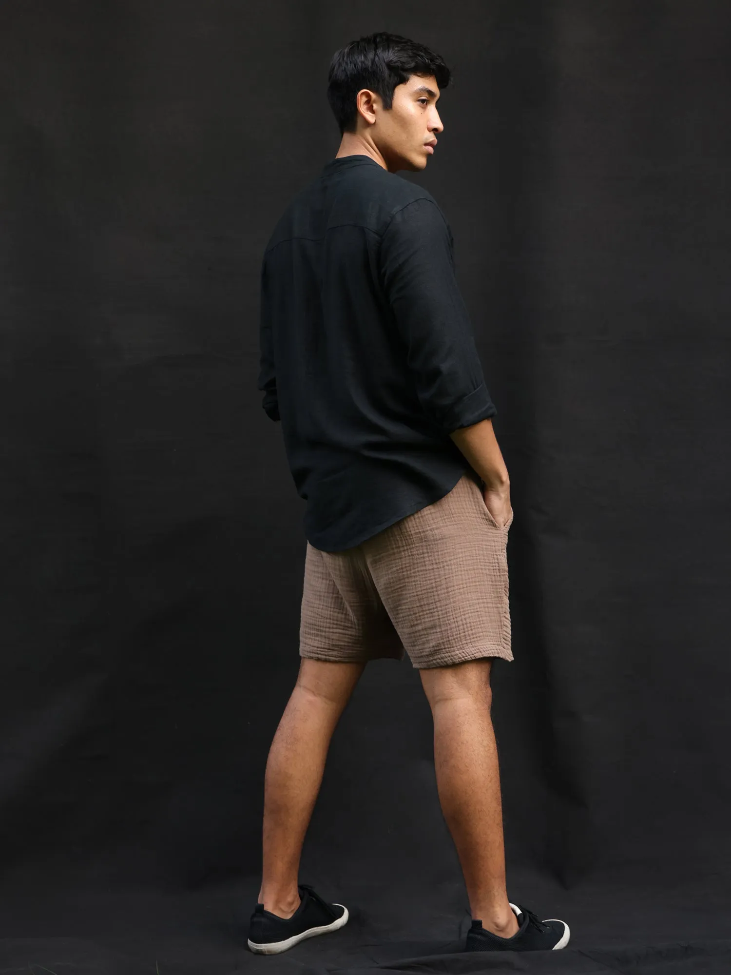 Oversized Long Sleeve chinese collar shirt