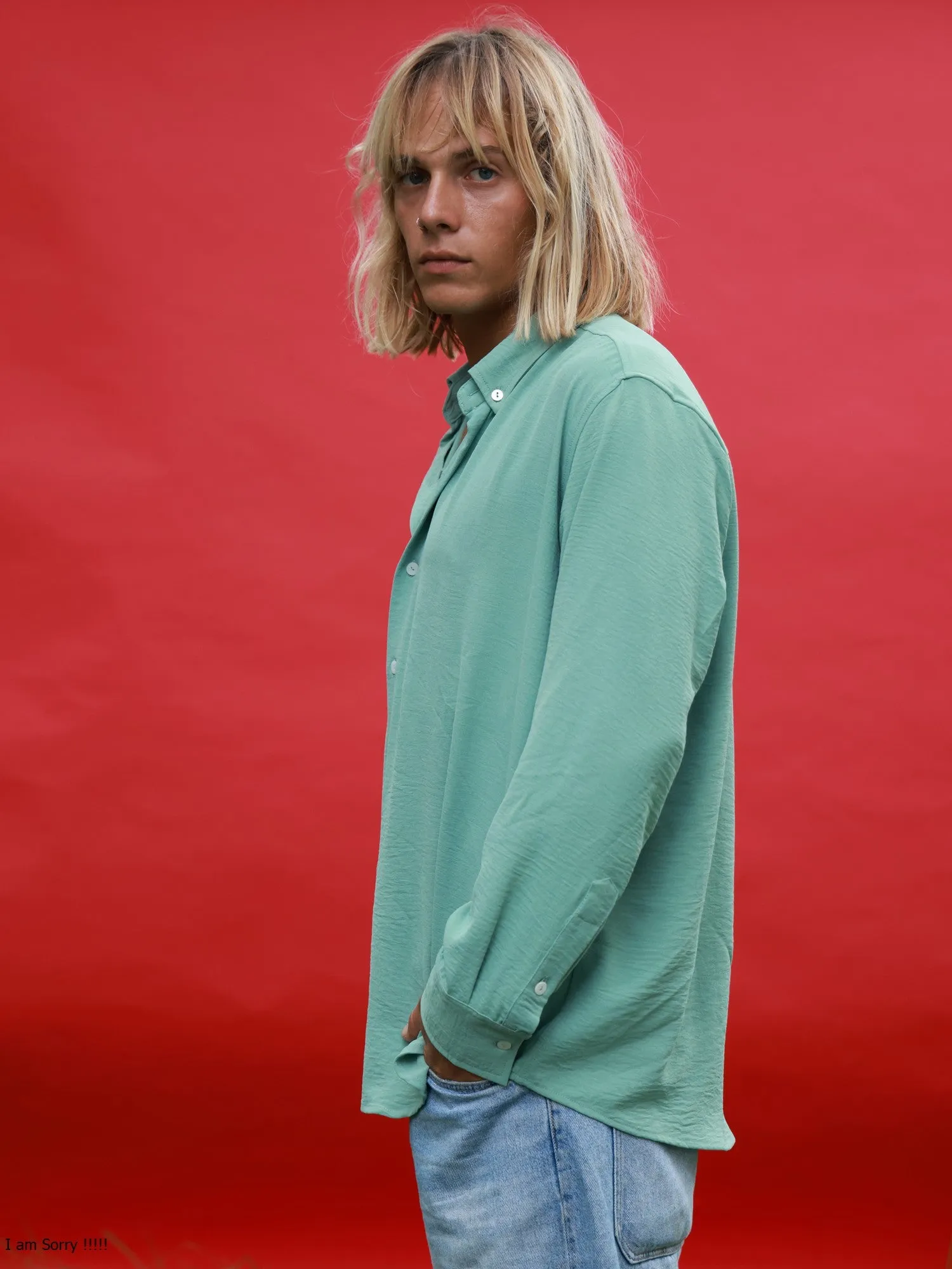 Oversized L/S Regular collar shirt