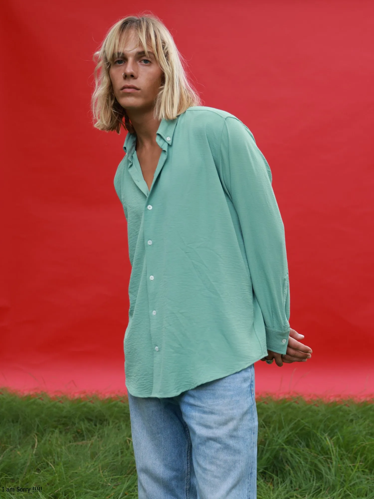Oversized L/S Regular collar shirt