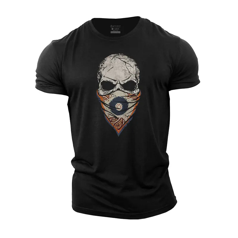 Paisley Skull Face Mask Cotton T-Shirt