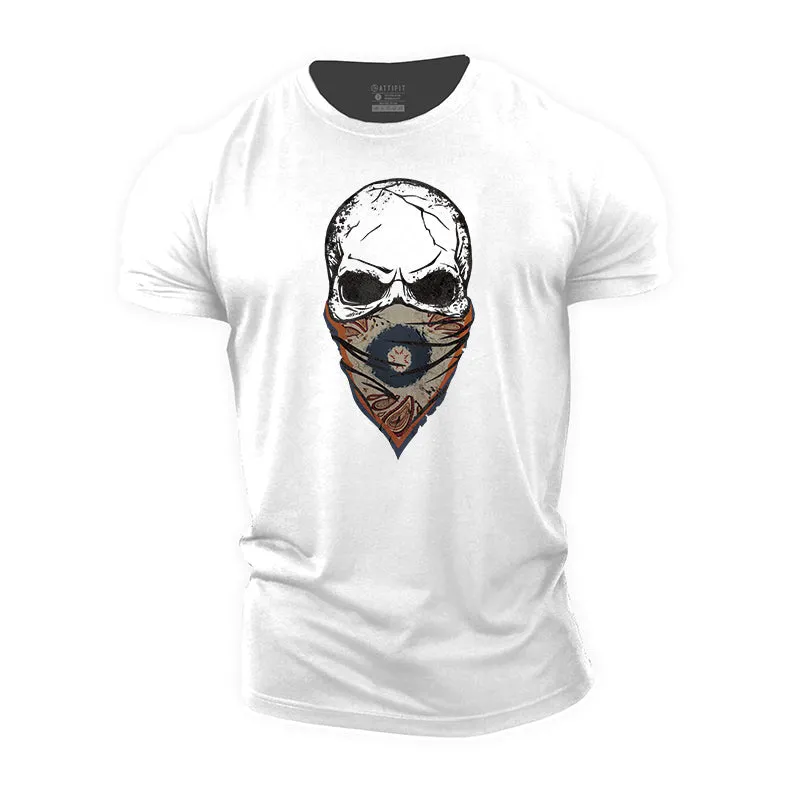 Paisley Skull Face Mask Cotton T-Shirt
