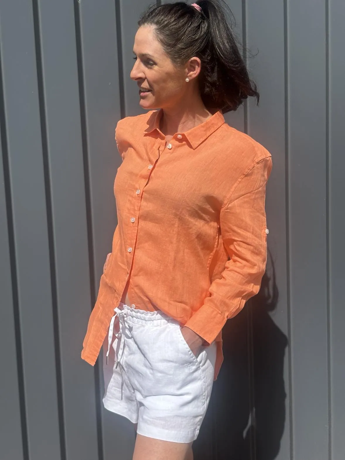 Pilbara Shirt Womens Linen Swiss Tab