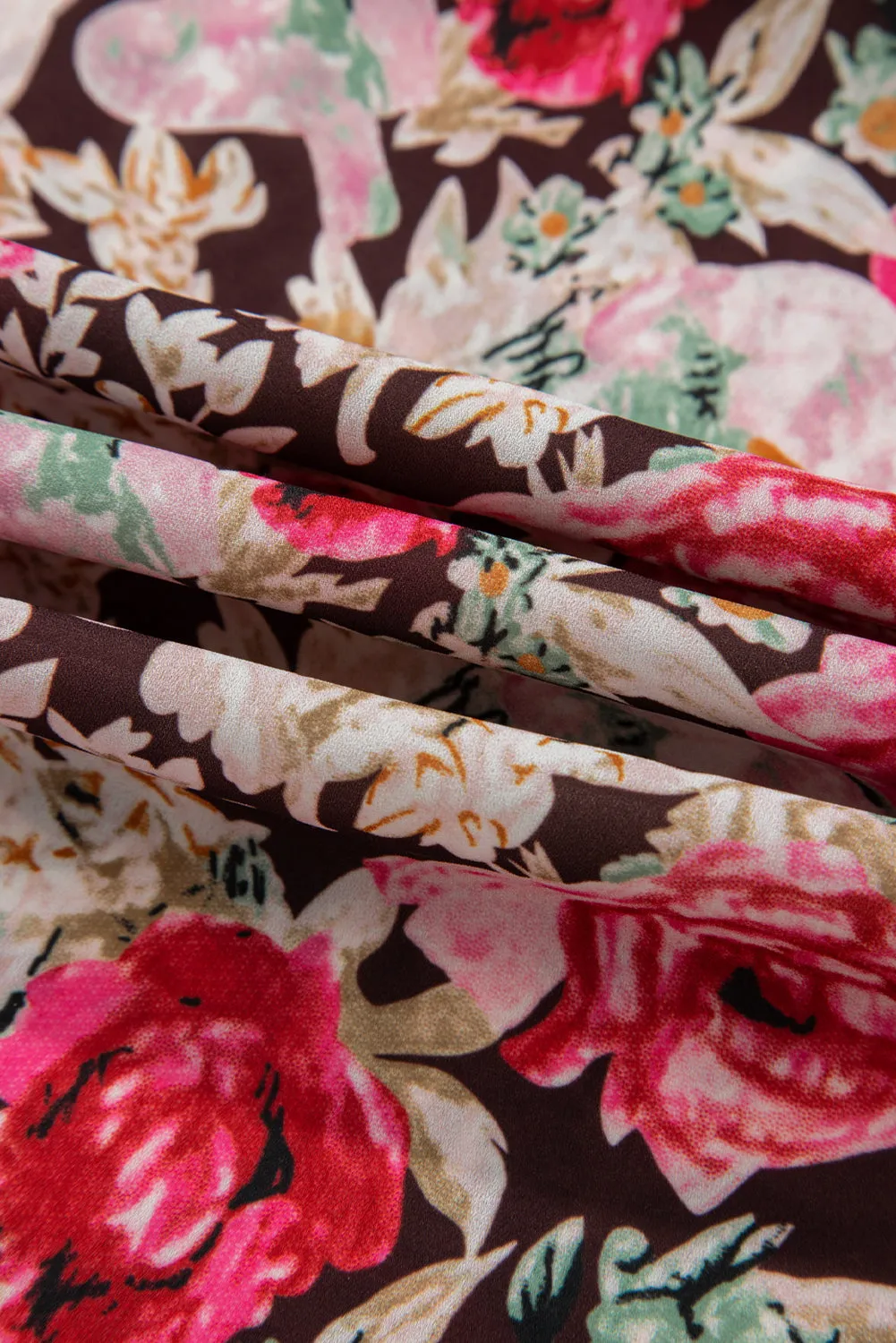 Pink Floral Print Crew Neck Short Sleeve Shift Blouse