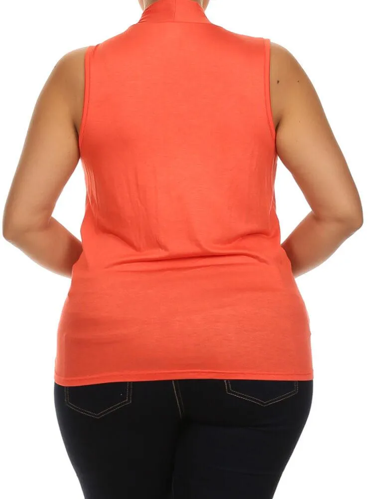 Plus Size Flirty Front Knot Cross Over Orange Top