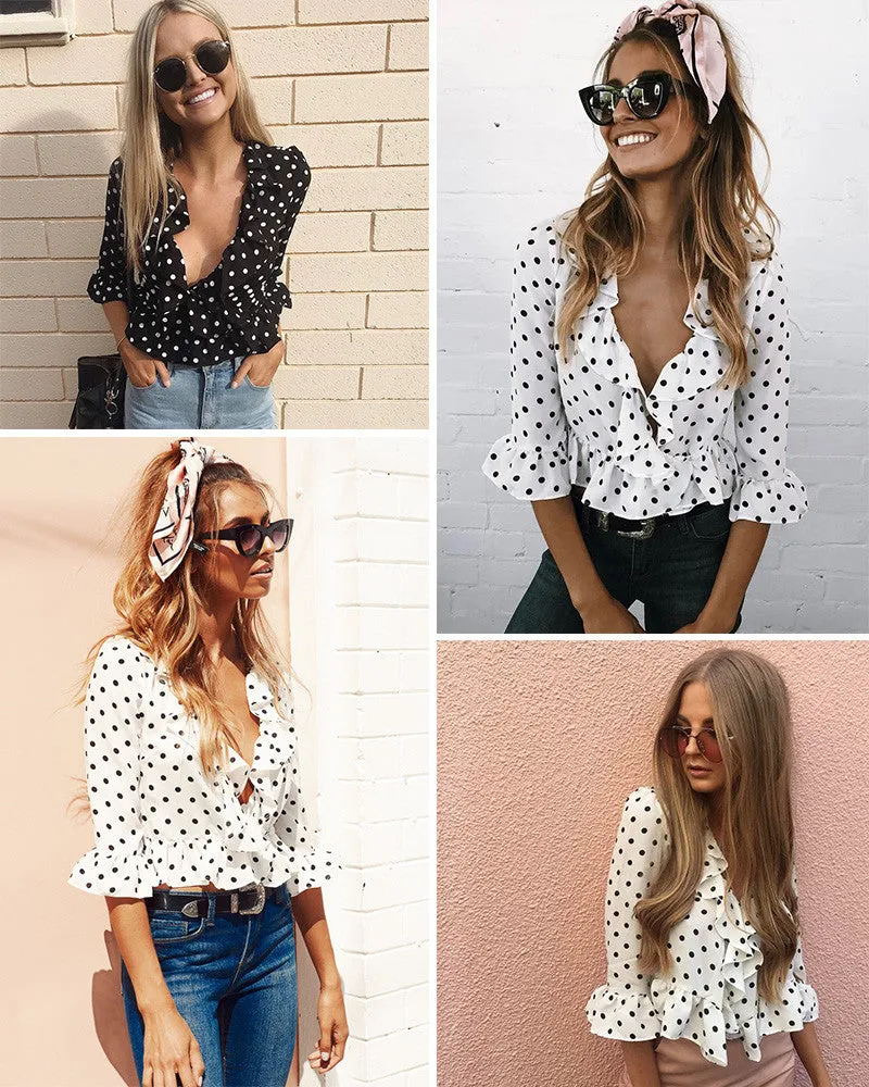 Polka Dot Ruffle Blouse