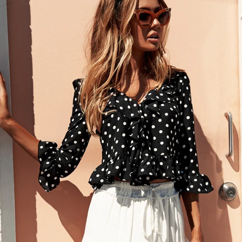 Polka Dot Ruffle Blouse