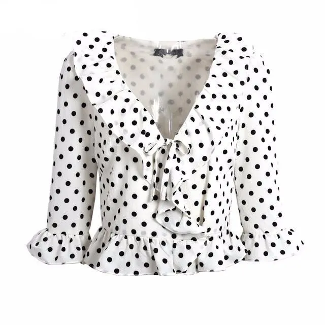 Polka Dot Ruffle Blouse