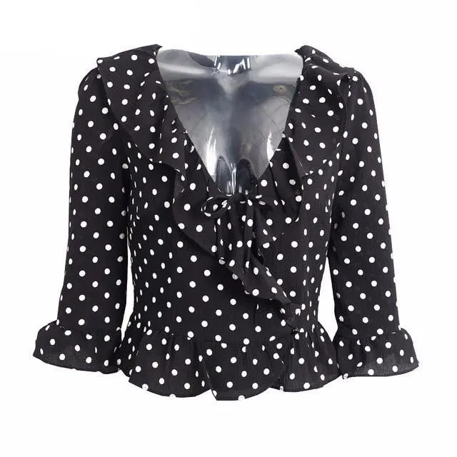 Polka Dot Ruffle Blouse