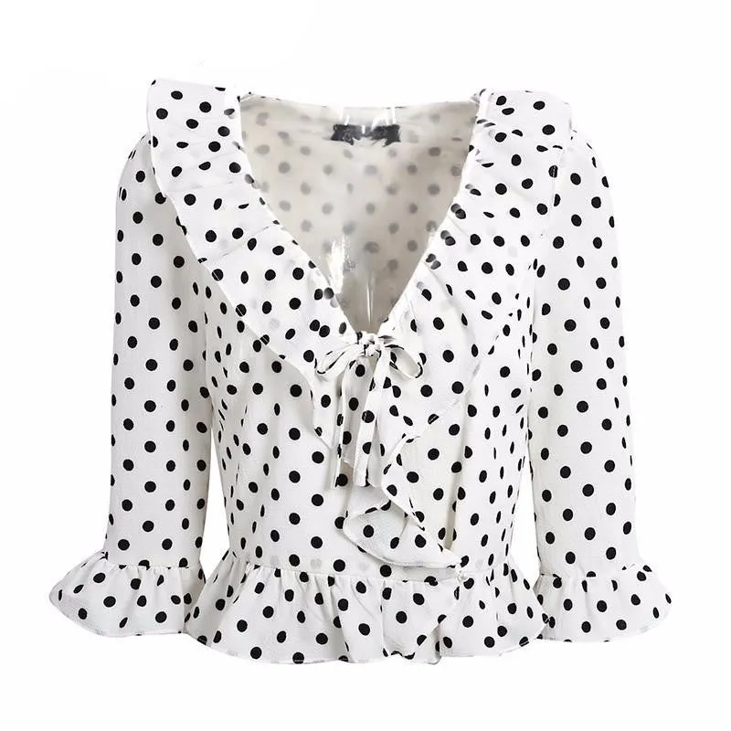 Polka Dot Ruffle Blouse