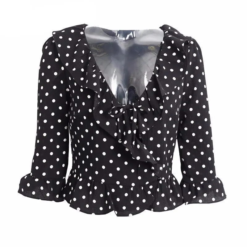 Polka Dot Ruffle Blouse