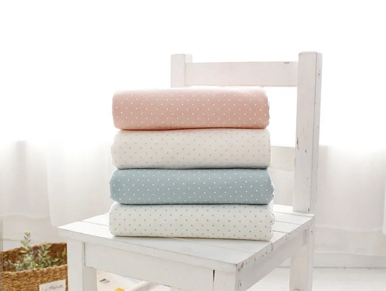Polka Dots Cotton Knit - Pink Ground, Pink Dots, Blue Ground or Blue Dots - By the Yard 84756 81469-1