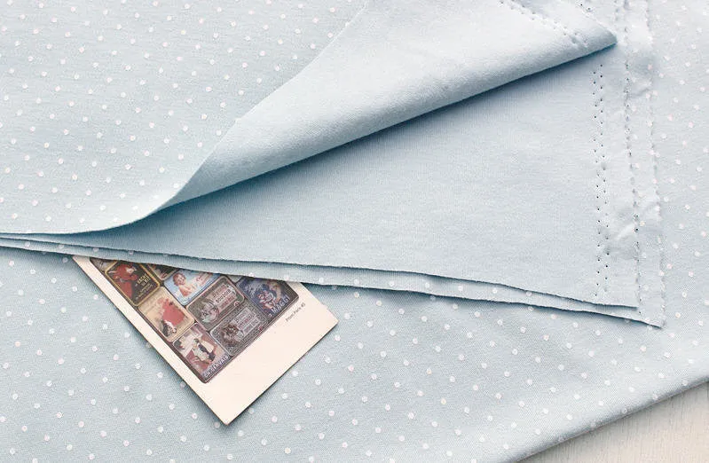 Polka Dots Cotton Knit - Pink Ground, Pink Dots, Blue Ground or Blue Dots - By the Yard 84756 81469-1
