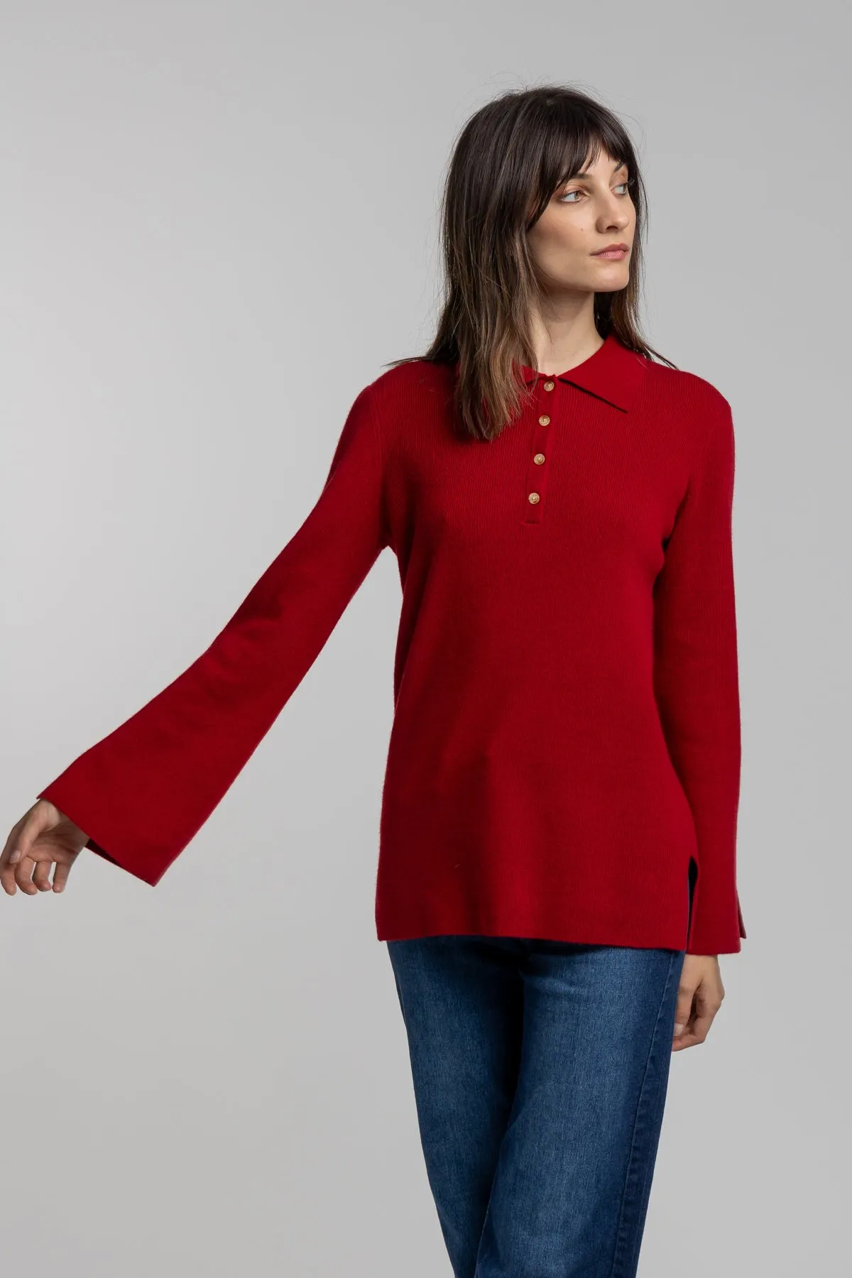 Polo Tunic Cashmere Sweater