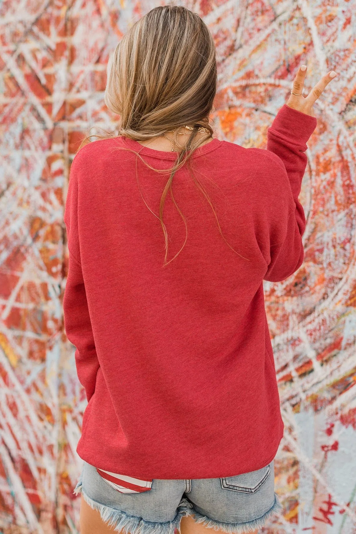 "America" Crew Neck Pullover- Red