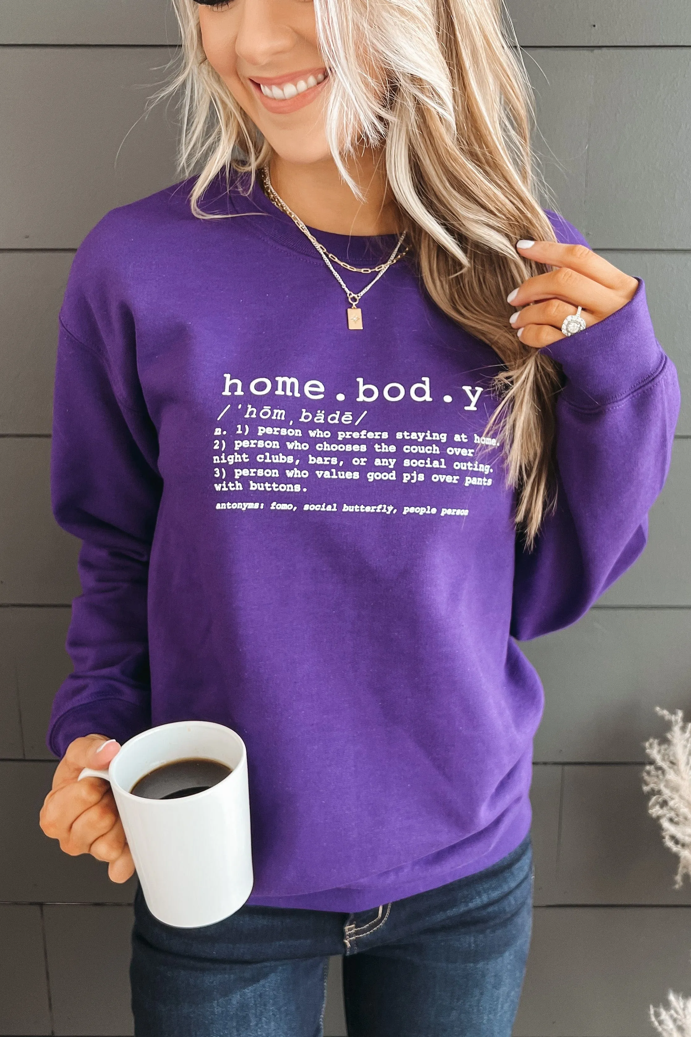 "Homebody" Crew Neck Pullover- Violet