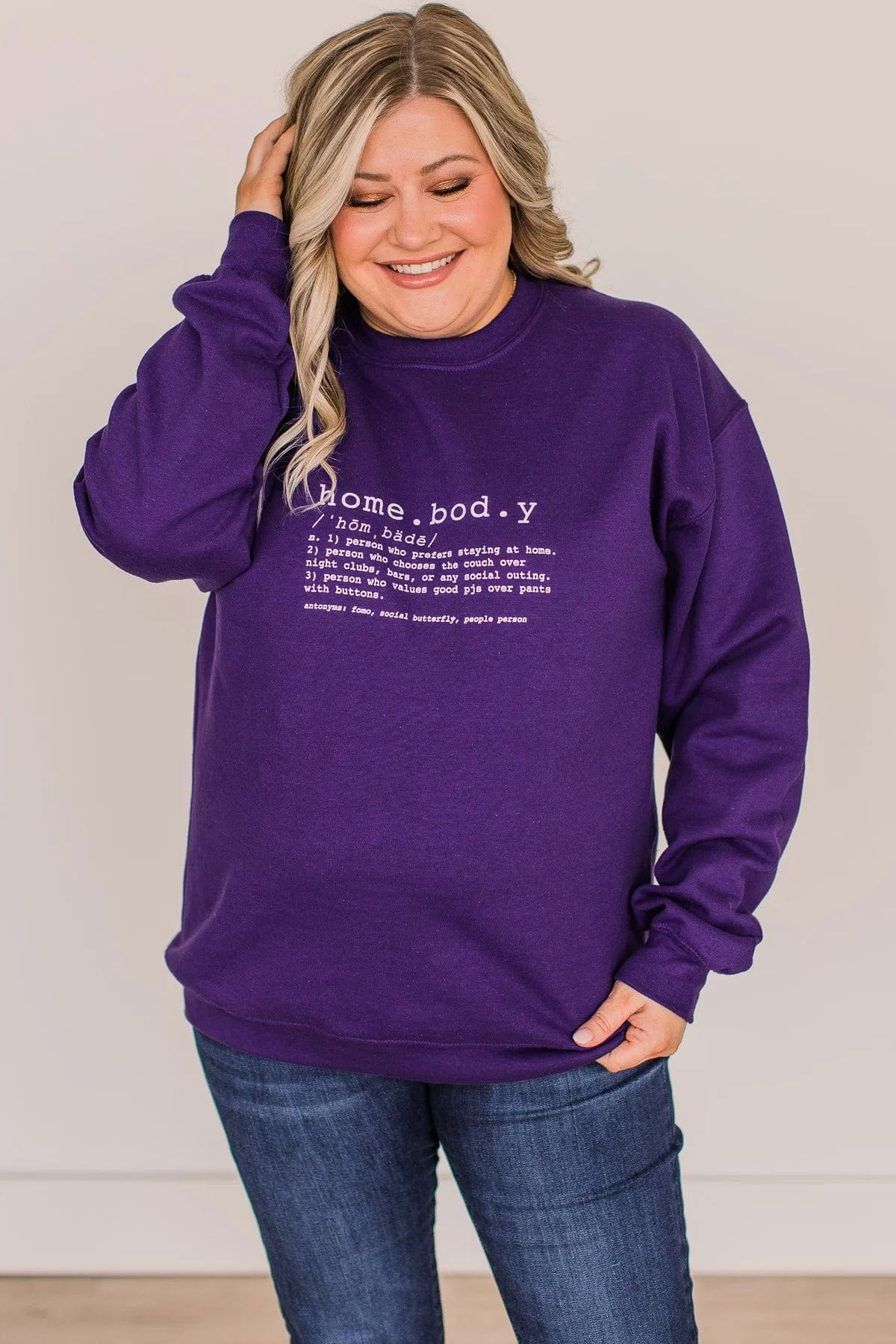 "Homebody" Crew Neck Pullover- Violet