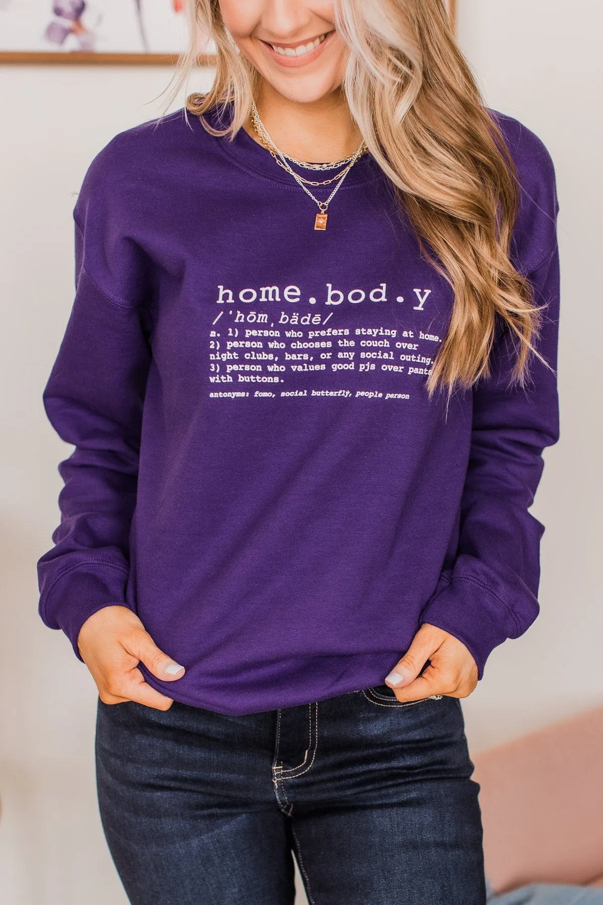 "Homebody" Crew Neck Pullover- Violet