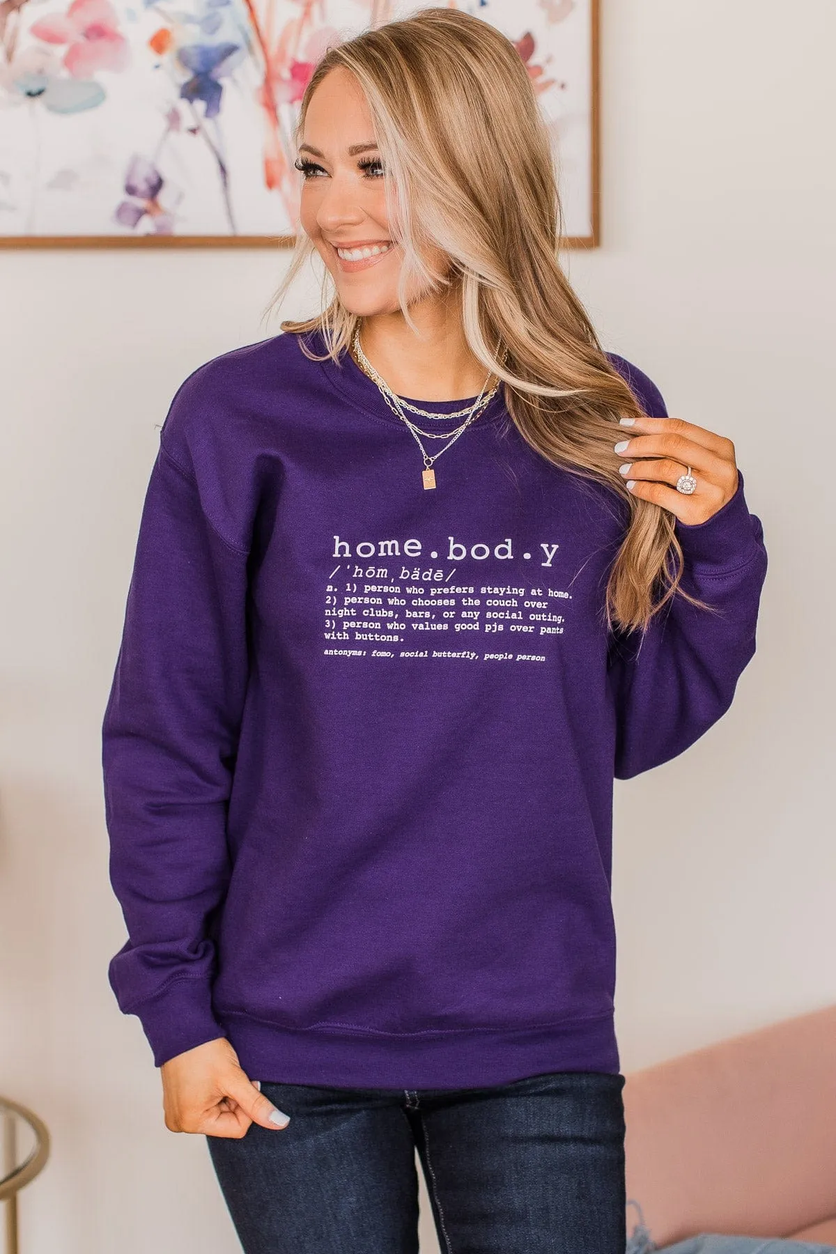 "Homebody" Crew Neck Pullover- Violet