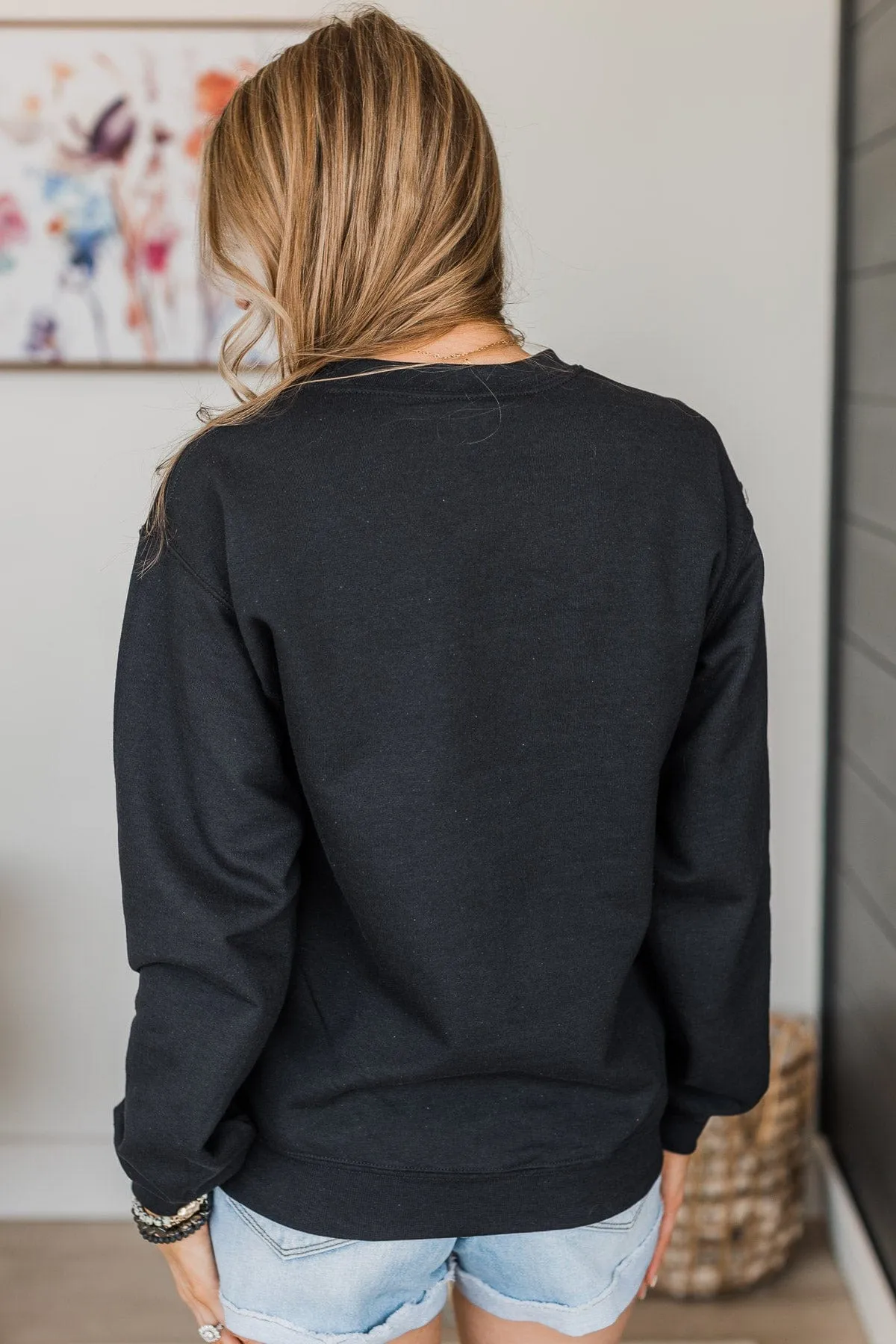 "Mama" Varsity Crew Neck Pullover- Black