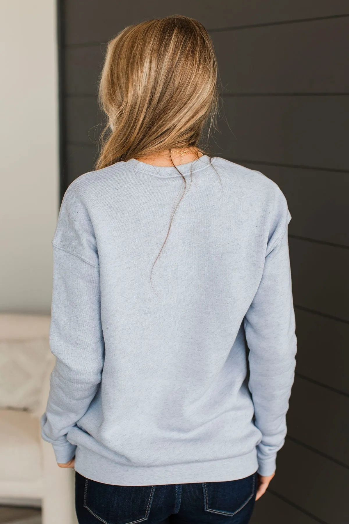 "Midwest" Puff Graphic Crew Neck- Light Blue