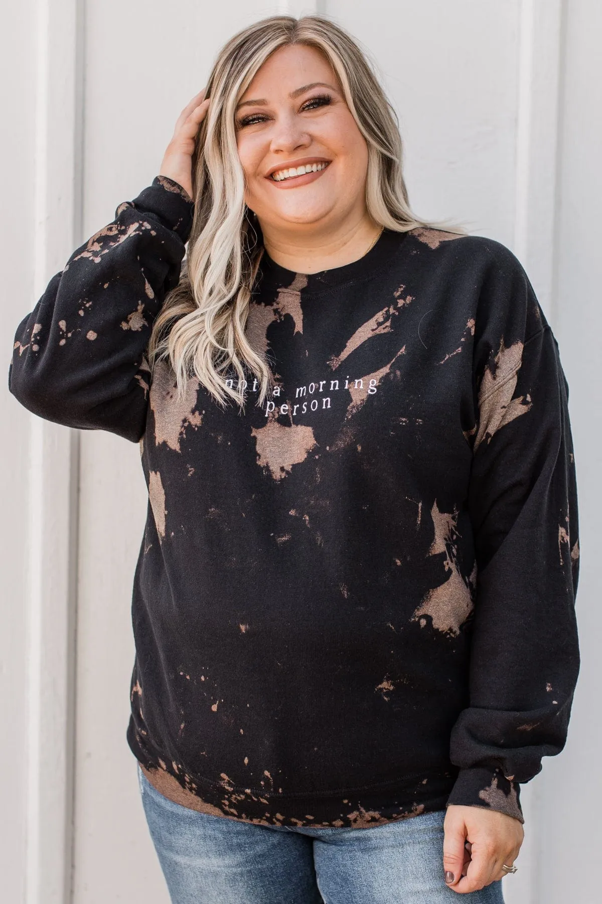 "Not A Morning Person" Crew Neck- Black